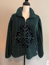 vintage Woolrich green and dark green Nordic snowflake-pattern high-pile fleece Photo 0
