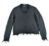 Wooden Ships Paola Buendia Distressed V-Neck Mohair Wool Knit Sweater‎ Green S/M Photo 0