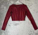 Lululemon Wunder Train Cropped Long Sleeve Shirt Sun Bleached Wash Red Merlot 6 Photo 0
