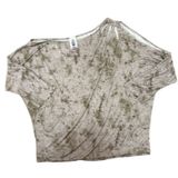 Vocal Gray Acid‎ Wash One Shoulder Dolman Top Rhinestone Cutout Edgy Size XL Photo 0