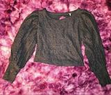 Free People Tea Time Top Black Lace Open Back Long Sleeves Sz S Photo 0