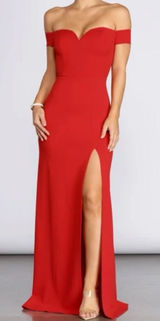 NWT WINDSOR Elegant Red Off-Shoulder Evening Gown Size 5/6 Photo 0