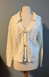Parker Cream Cable Knit Fisherman Button Down Cardigan Photo 0