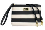 Betsey Johnson Signature Black & White Striped Luv Betsey Crossbody Wristlet Photo 0