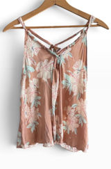 Free People Intimately Floral Strappy Tie Back Cami Top Mauve Pink Small Photo 0