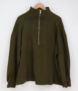Old Navy Sweatshirt Womens XL Maternity Quarter-Zip Olive Green Fleece Excellent Photo 0