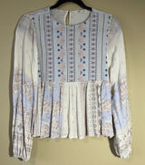 ✨ Taylor & Sage Women’s Floral‎ Embroidered Boho Top Cream Purple XS Photo 0