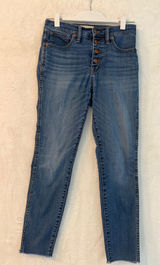 Madewell 10‎ High-Rise Skinny Crop Jeans Womens 26 Button Fly Raw Hem Blue Denim Photo 0