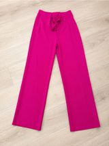 Wide-Leg Tie-Waist Pants in Fuchsia Photo 0