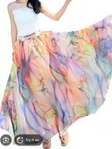 Afibi Women Full/Ankle Length Blending Maxi Chiffon Long Skirt Beach Medium Photo 0