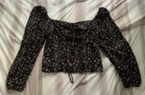 Abercrombie and Fitch Women Blouse Cropped Top Long Balloon Sleeve V-neck Size M Photo 0
