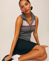Reformation Large Esti Cashmere Sweater Vest Moto‎ Stripe Grey Fall Winter Ski Photo 0