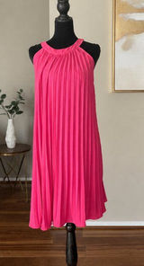 Amazon Pink Pleated Dress Size Small NWOT Halter Sleeveless Flowy Photo 0