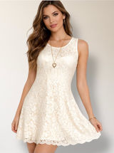 Free People Ivory Miles of Lace Mini Dress Sleeveless Boho Spring Wedding Guest‎ Photo 0