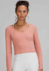 lululemon Align V-Neck Long Sleeve Shirt Pink Savannah Size 10 Nulu Athleisure Photo 0