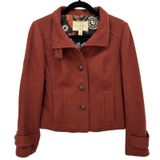 Y2K Banana Republic Womens 100% Wool Pea Coat Jacket Rust Orange Size Small Photo 0