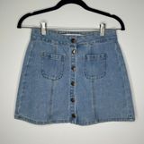 Jean Denim Mini Skirt Bruce Button Front Size 25 Photo 0