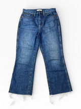 Madewell Rigid Demi-Boot Crop Jeans Size 29 High Rise Raw Hem Wide Leg Denim Photo 0