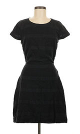 Free People Black Linen Open Back Tie Back Fit & Flare Mini Dress Size M Photo 0