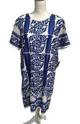 Lulus Fond of You Dress Blue White Embroidered Shift Lined Mini sz Large NWT Photo 0