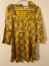 Urban Outfitters Kristen Plaid Ruffle Square-Neck Dress Yellow‎ Black Size XS Photo 0