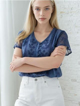 Women's Blue and Navy Blous Photo 0