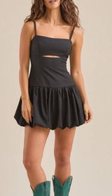 NEW Altar’d State Pen Bubble Mini Black Dress Women’s Large Photo 0