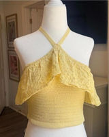 Yellow boutique Halter Crochet Crop Top | Size S Photo 0