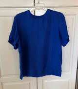 Willow Ridge Royal Blue 100% Silk Short Sleeve Blouse Top Medium 42454 Photo 0