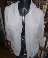 Lane Bryant gray knit ruffled 14/16 3/4 sleeve romantic cardigan Photo 0