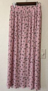 Coquette Cottagecore Pink Floral Maxi Skirt M Fairycore Boho Ditsy Pleated Long Photo 0