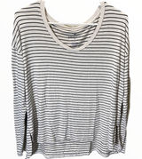 American Eagle Soft & Sexy Long Sleeve Top Shirt White Black Striped Small Photo 0