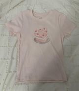 Hollister Medium Women's Pink Ribbed Longer-length Heart Cake Graphic Baby Tee Photo 0