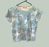 Faded Glory Vintage Y2k Blue Tie Dye‎ Damask Baby Tee Small Short Sleeve Y2K Top Photo 0