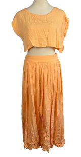 Peach Orange 2 Piece Set Crop Top &‎ Maxi Skirt Small Boho Festival Vacation Photo 0