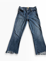 Mother Flare Jeans 31 Blue Frayed Raw Hem High Rise Boho Casual Photo 0