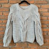 GAP Womens XS Sweater Chunky Knit‎ Cable Sweater Oversized Puff Sleeve Winter Photo 0