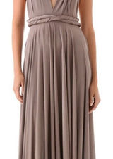 Twobirds Convertible Multi-Way Dress Tea Length Taupe One Size Bridesmaid Gown‎ Photo 0
