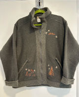VTG 80s LL Bean full-zip embroidered Moose Bear Tree fleece Polartec jacket. Photo 0