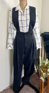 Black cotton vintage pinafore overalls 90s Photo 0