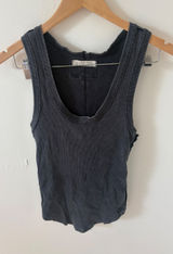 We The Free Ribbed Scoop Neck Tank Top Charcoal Grey Sleeveless Small Photo 0