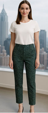 ZARA Green Black White Textured Ankle Pants Women's M Office Career‎ Workwear Photo 0