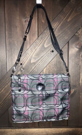 Coach Purse Poppy Plaid Berry Pink Purple Black Glittery Photo 0