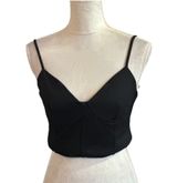 Zara Y2K Corset Bra Crop Black Top Size M Spaghetti Strap Ruched Back Gothic Photo 0