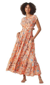 MISA LA Dana Mae Tiered Floral Open Back Maxi Dress Boho Resort Maximalist Photo 0