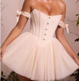 Oh Polly : Off Shoulder Tulle Skirt Mini Dress in Ivory, Size 4, Worn ONCE! Photo 0