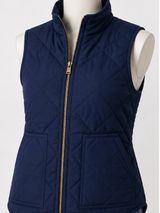 J. Crew Navy Quilted Sleeveless Zip Vest with Gold Zip Photo 0
