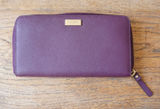 Kate Spade New York Plum Purple Saffiano Leather Zip Around Continental Wallet Photo 0