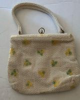 Vintage Floral Beaded Purse Yellow Photo 0