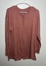 Abercrombie & Fitch Sweater Med Pink Henley Soft A&F Cozy Knit Top Chic Minimal Photo 0